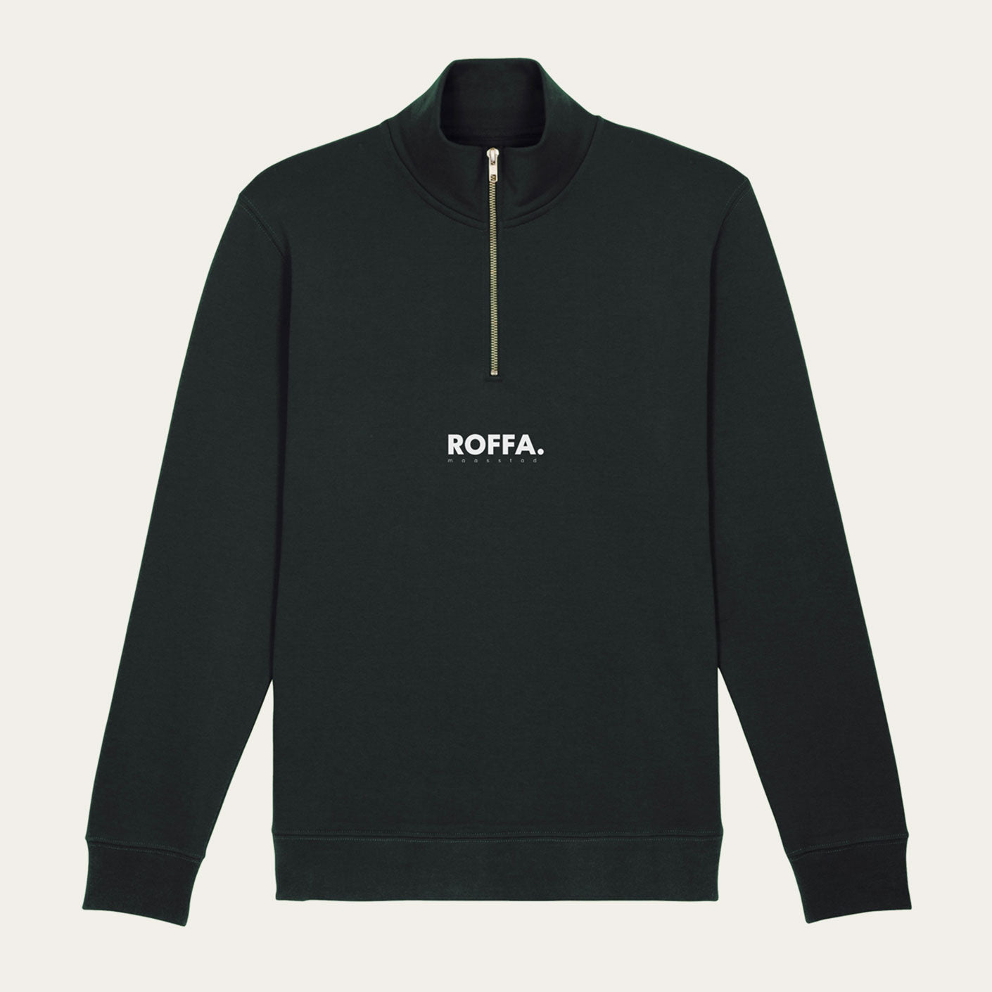 Zwarte sweater met Rits en Roffa logo