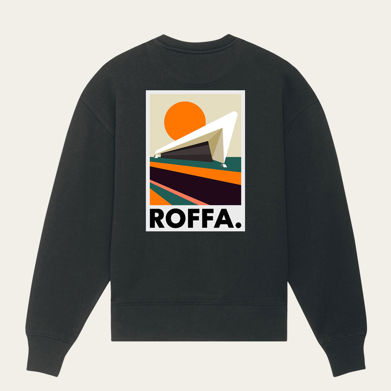 Zwarte trui met ROFFA. rotterdam centraal station opdruk